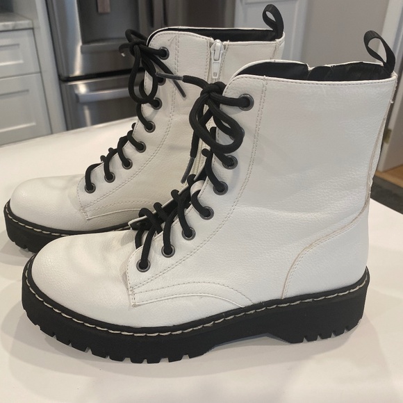 Mix No. 6 Hollin White Combat Boots Lug Soles - Picture 2 of 8